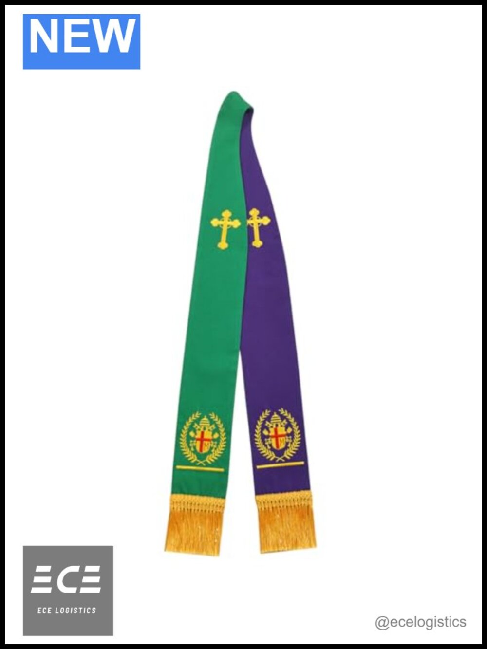 Reversible Clergy Stole Thick Polyester Embroidered Liturgical Vestment